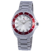 Mens SC-5S2-04-001.4 Sea Knight Red Aluminum Rotating Bezel Luminous White Dial Stainless Steel Date Wristwatch