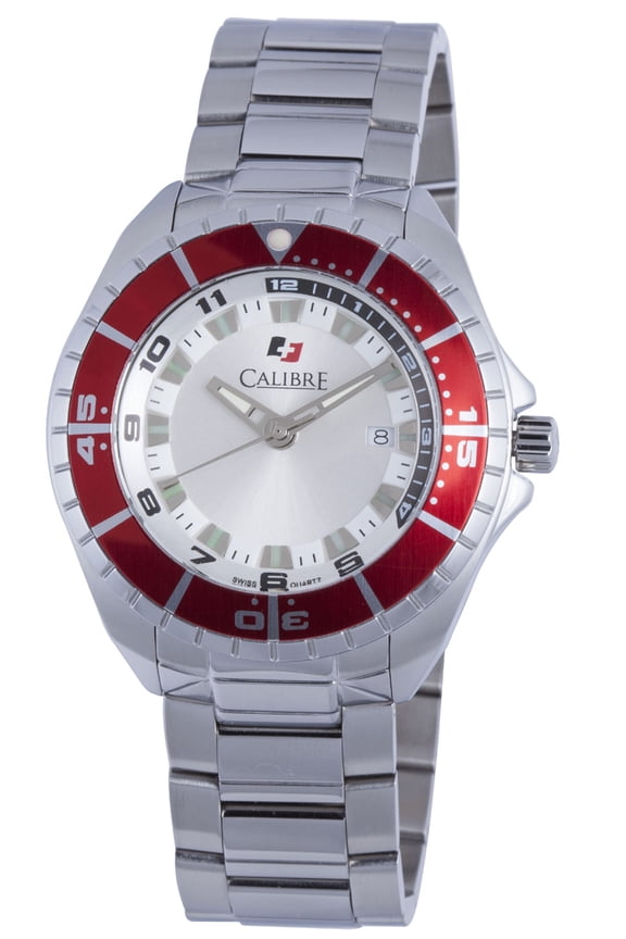 Men's SC-5S2-04-001.4 Sea Knight Red Aluminum Rotating Bezel Luminous White Dial Stainless Steel Date Wristwatch