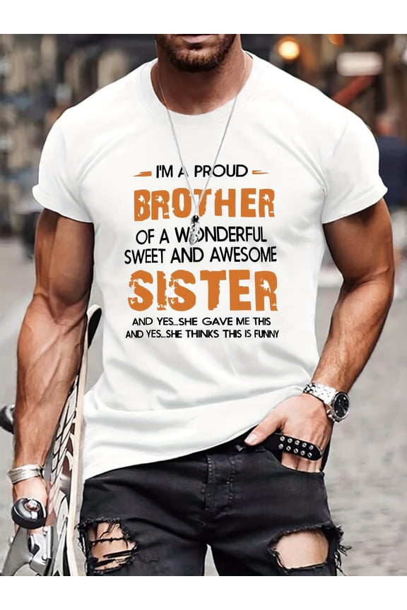 Men's " SISTER" T-shirt, Round Neck Tee Casual Clothing, Spring And Summer