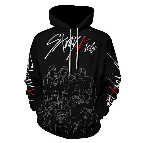 Men's SKZ Stray Korea Ki-DS Hoodie Long Sleeves 3D Funny Graphic Print Sweatshirt Pullover