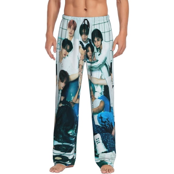 Men's SKZ Stray Korea Ki Pajama Pants Lounge Sleepwear PJ Bottoms with Drawstring Pockets