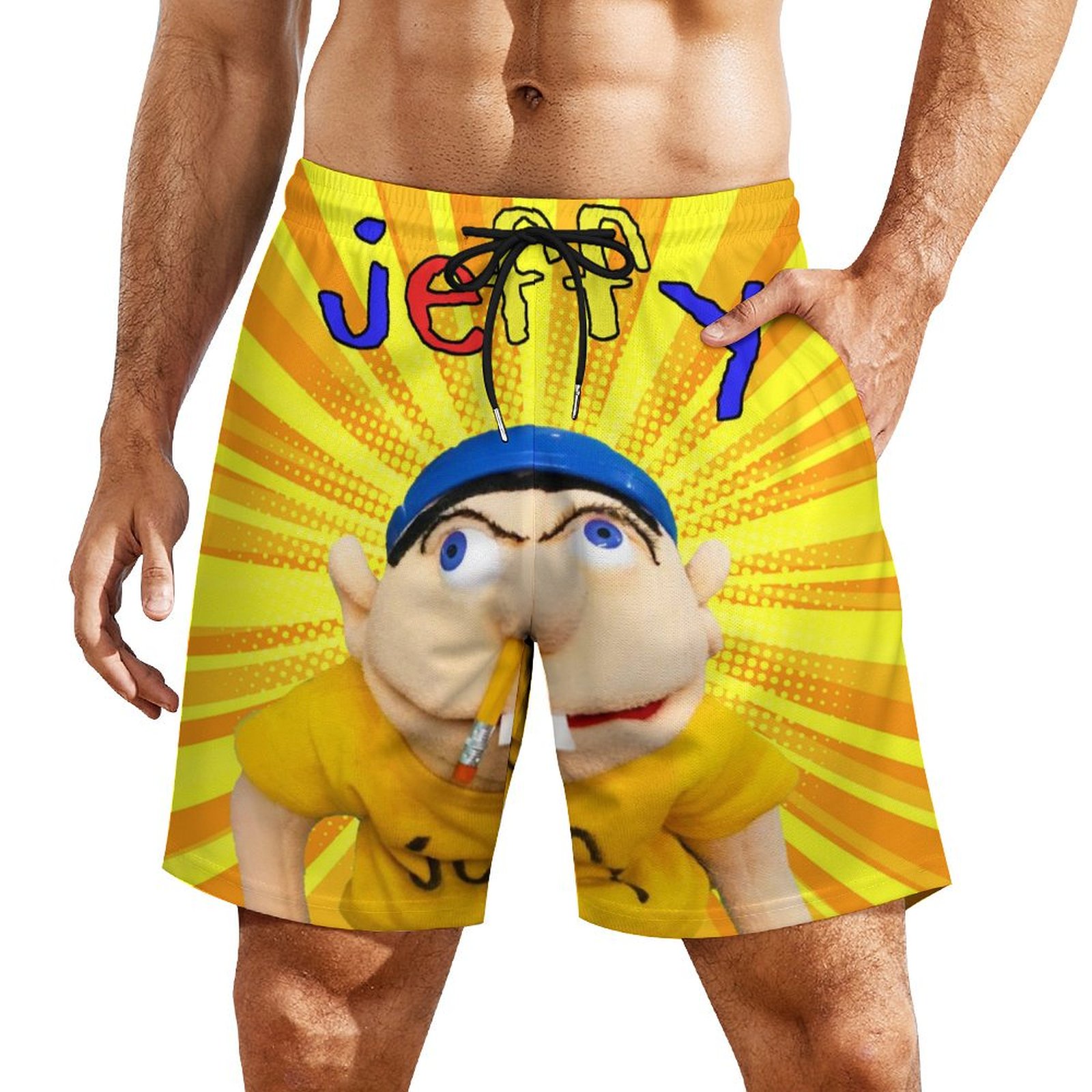 Men's SML Jeffy Beach Shorts With Compression Liner Swim Trunks Quick ...