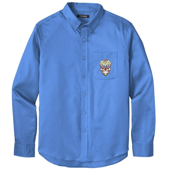 Men's SUGAR SKULL PATCH Twill Shirt with Pocket, 3XL Ultramarine Blue