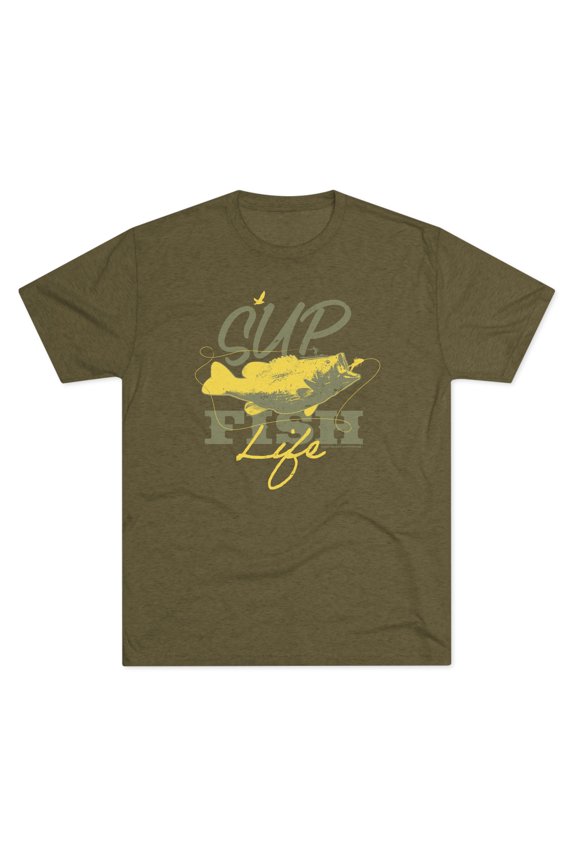 Men's "SUP Fish Life" Tri-Blend Crew Tee by Bird Island Outfitters