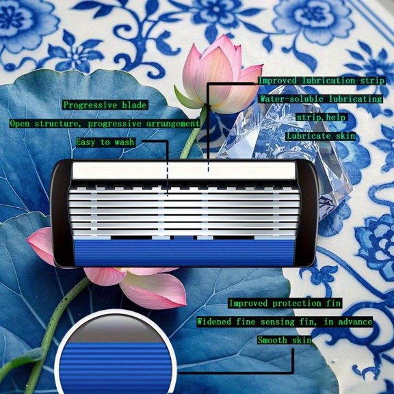 Men's Safety Razor Kit with 2 Anti-Slip Lotus Pattern Handles and 33 Multi-Layer Blades, Durable Smooth Shaving Tool, Ideal Holiday Gift for Men