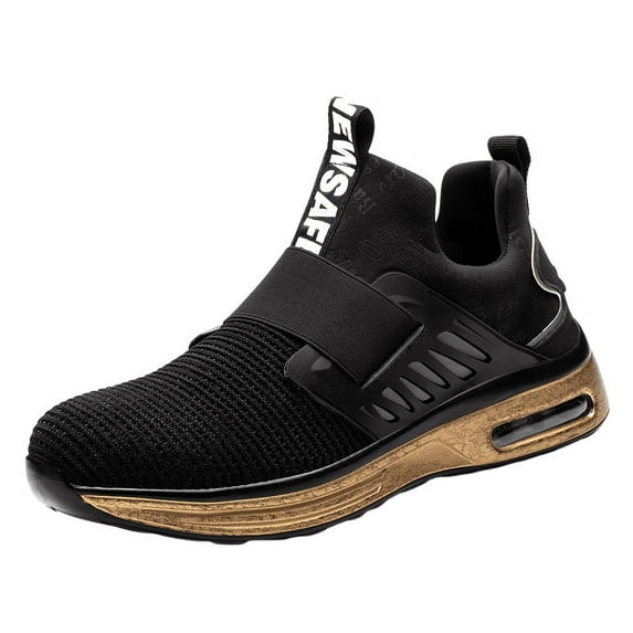 Men's Safety Shoes Lightweight Damping Steel Toe Caps Work Trainers Slip-On Anti-Slip for Industrial
