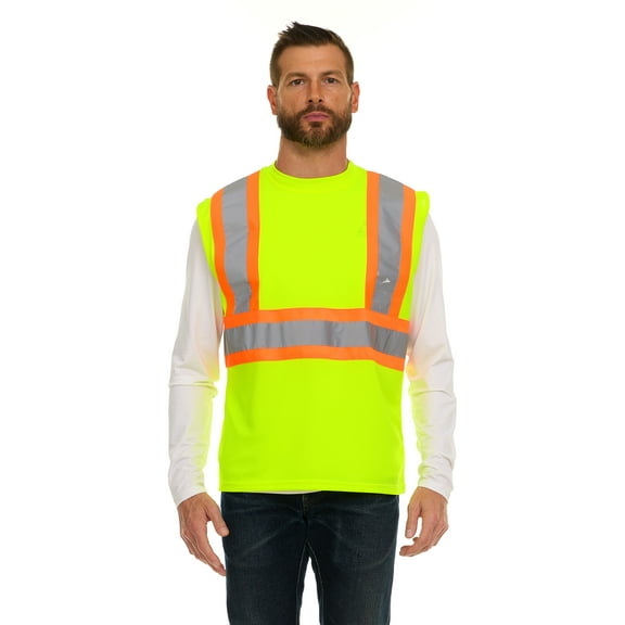Men's Safety Yellow Muscle Shirt - Double Reflective Safety Tank Top-6612-Yell-2XL