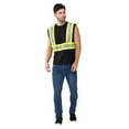 thumbnail image 1 of Men's Safety Yellow Muscle Shirt - Double Segmented Reflective Safety Tank Top-6612R-Blk-L, 1 of 5