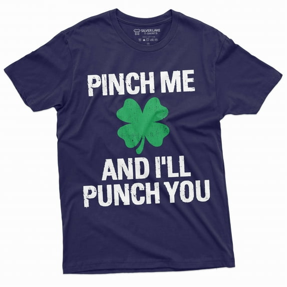 Men's Saint Patrick's T-shirt Pinch Punch Funny St. Patricks day Tee shirt Shamrock Clover Tee shirt (XX-Large Navy Blue)
