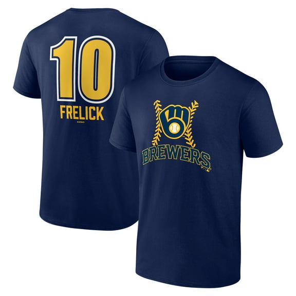 Men's Sal Frelick Navy Milwaukee Brewers Name & Number Fastball T-Shirt