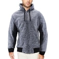 thumbnail image 1 of Men's Salt and Pepper Soft Sweater Sherpa Lined Heathered Zip Up Hoodie Jacket (Dark Blue, M), 1 of 3