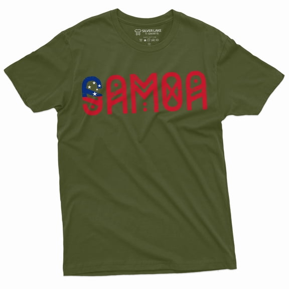 Men's Samoa T-shirt Samoa coat of arms Samoa coat of arms flag patriotic country nation tee (Large Military Green)