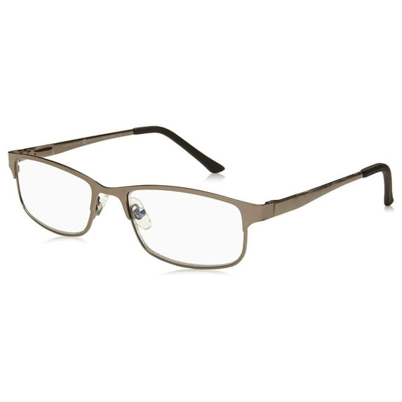 Men's Samson Rectangular Reading Glasses, Dark Gunmetal/Transparent, 52 mm + 2.75