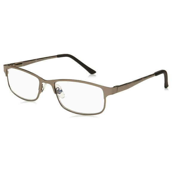 Men's Samson Rectangular Reading Glasses, Dark Gunmetal/Transparent, 52 mm + 2.75