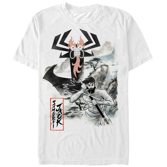 Men's Samurai Jack Aku Nature Scene  Graphic Tee White Small