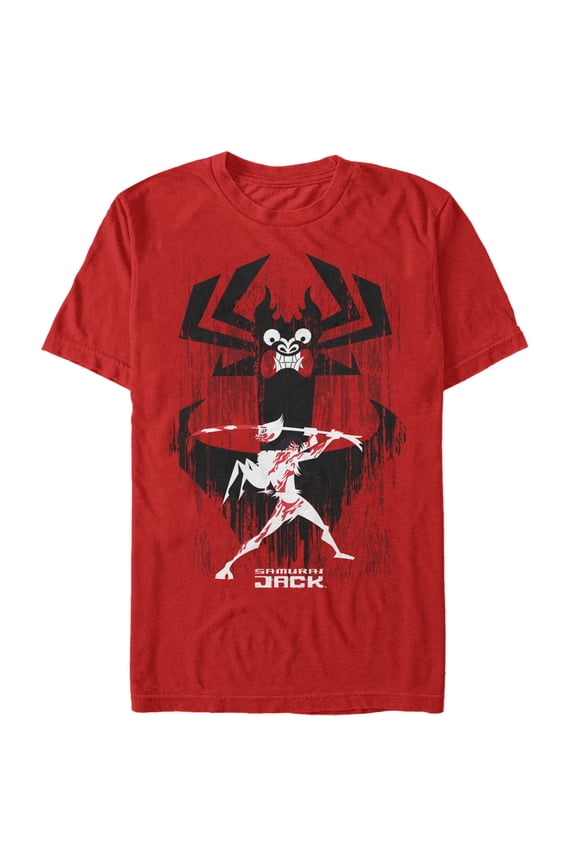 Men's Samurai Jack Aku Silhouette  Graphic Tee Red 2X Large