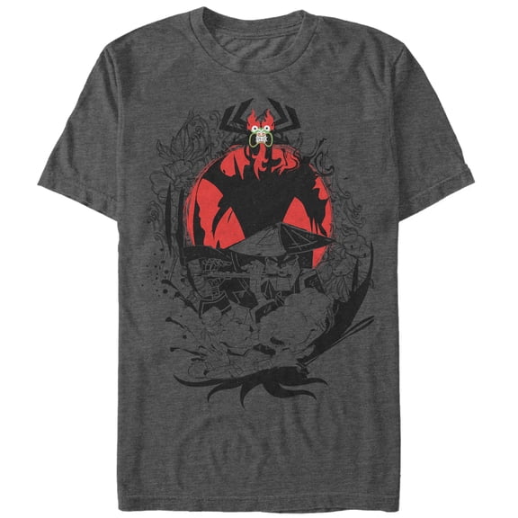 Men's Samurai Jack Aku Sun Frame  Graphic Tee Charcoal Heather 2X Large