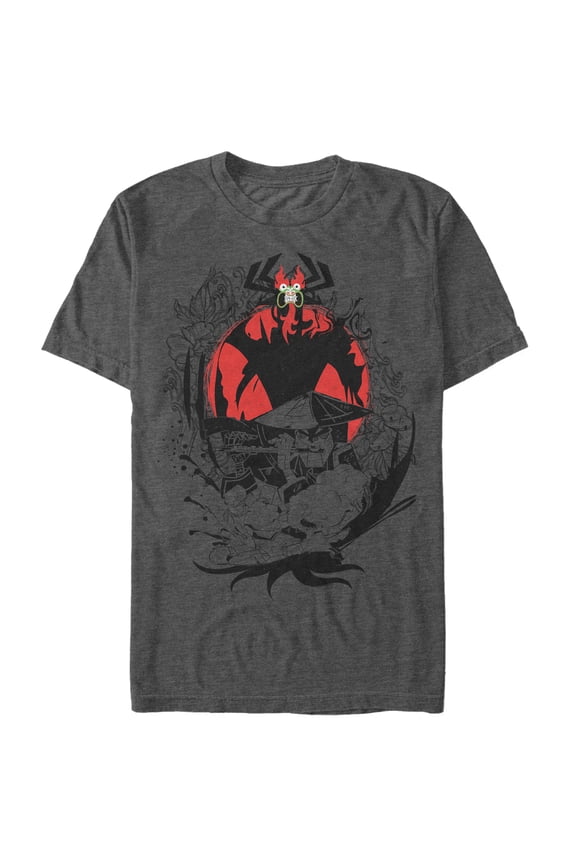 Men's Samurai Jack Aku Sun Frame Graphic Tee Charcoal Heather Large
