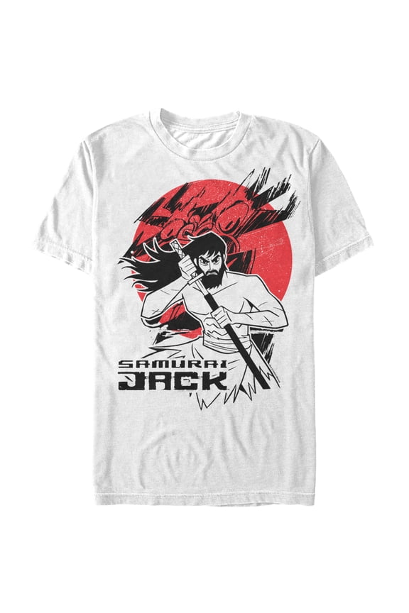 Men's Samurai Jack Katana Circle Graphic Tee White Small