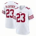 thumbnail image 1 of Men's San Francisco McCaffrey 23 White Stitched T-Shirts Sports Player Game Top, Large, 1 of 1