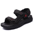 thumbnail image 1 of Men's Sandals Open Toe Casual Genuine Leather Stitching Summer Outdoor Beach Fisherman Hiking Sport Sandals for Men Black 10, 1 of 7