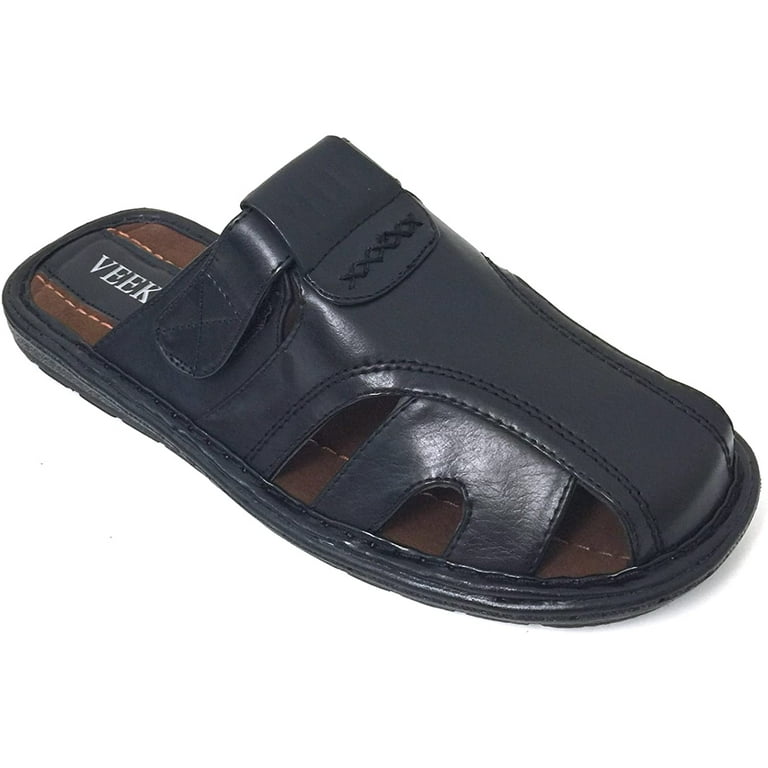 Men's Sandals Slides Closed Toe Hook and Loop Fisherman Flip Flops Slipper  