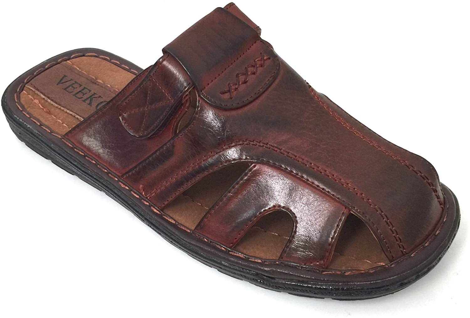 Men's Sandals Slides Closed Toe Hook and Loop Fisherman Flip Flops