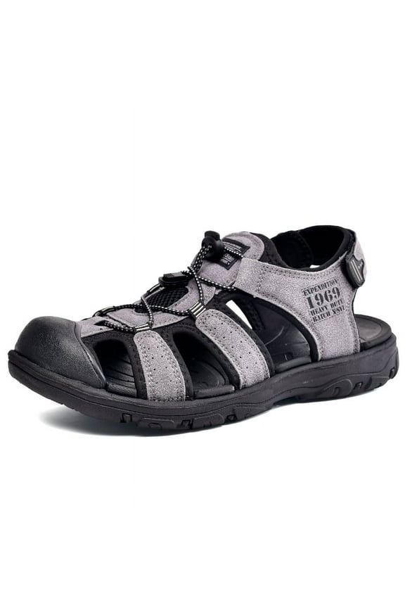 Men's Sandals Summer Outdoor Hiking Sandals Leather Closed Toe Fisherman Beach Sandal For Men Slip on Big Size US 10.5