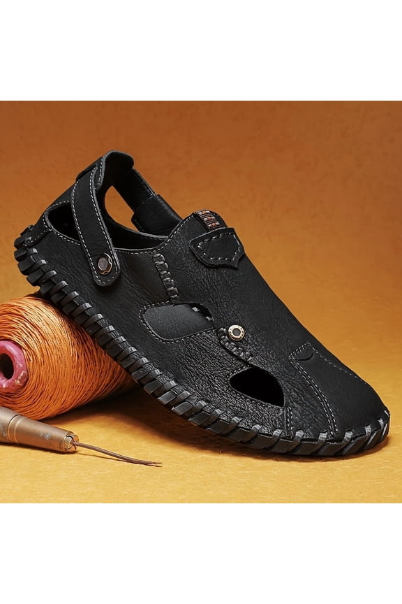 Men's Sandals for Summer, Outdoor Driving Shoes, Casual Large Size Soft Sole Beach Shoes, Trendy Youth Versatile Sandals