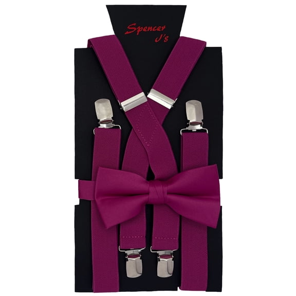 Men’s Sangria Suspender and Matching Bow Tie in a variety of colors by Spencer J’s Signature Satin Collection