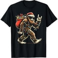 thumbnail image 1 of Men's Santa Bigfoot Graphic Tee, Funny Sasquatch Christmas T-Shirt, Casual Short Sleeve Top, Y2K Outfits，Fashion，cotton，black，S-5XL, 1 of 1