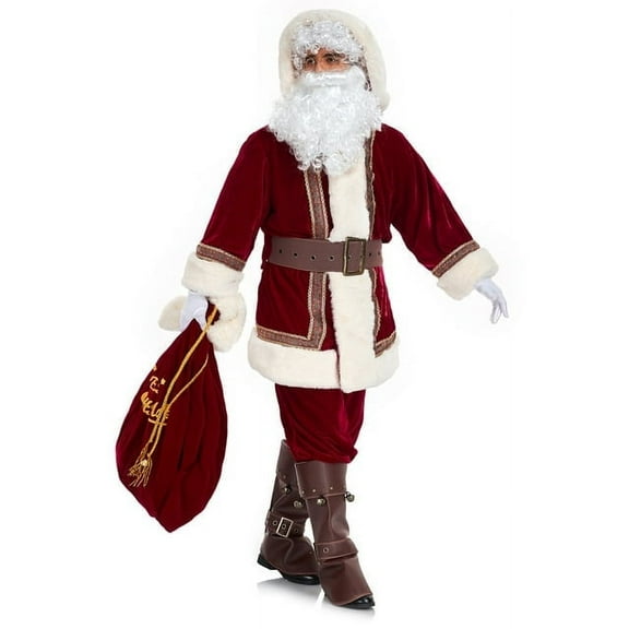 Men's Santa Claus Costume 10Pcs Deluxe Professional Christmas Suit Set for Adult Men Santa Suit Outfit Holiday Cosplay -M
