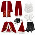 thumbnail image 1 of Men’s Santa Claus Costume Set – 12-Piece Christmas Suit with Gold Foil Print, Laser Patent Leather Jacket & Pants, Holiday Performance Outfit, 1 of 8