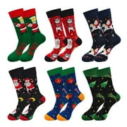 Christmas Socks, PUTUO Men Funny Colorful Novelty Socks, Xmas Crew Socks Christmas Gifts for Men, 6 Pairs, Size 9-13