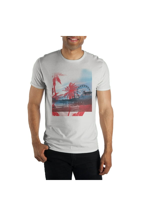 Men's Santa Monica Pier LA Scene T-Shirt-Small