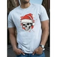 thumbnail image 1 of Men's Santa Skull Graphic Tee, Causal Short Sleeve T-Shirt Tops,Holiday Christmas T shirt，Funny，cotton，white，S-5XL, 1 of 4