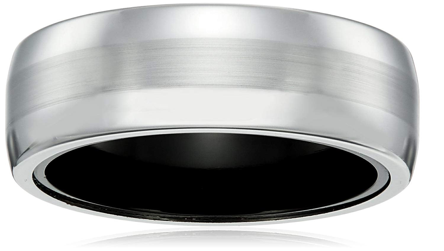 Men's Sapphire Tungsten and Titanium 8mm Black Interior Satin Finish Comfort Fit Wedding Band, Size 9