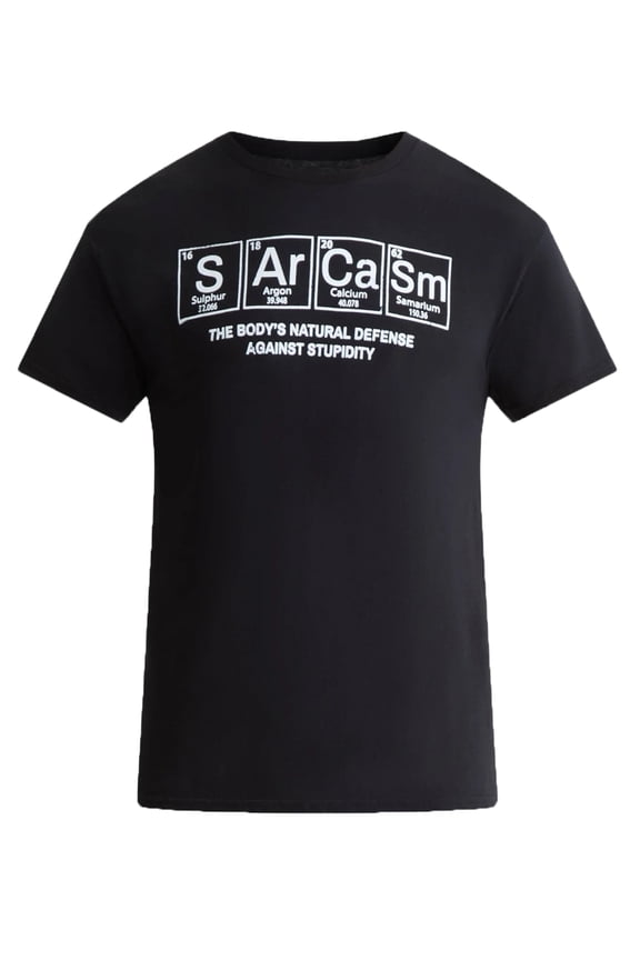 Men's Sarcasm Periodic Table Black Graphic T-Shirt - Large