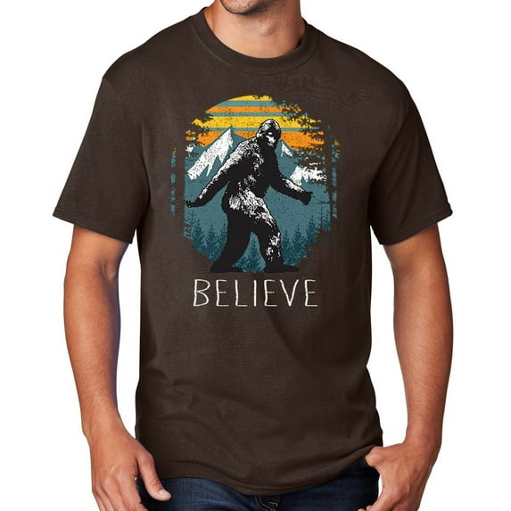 Men's Sasquatch Believe T-shirt, 5XL Dark Chocolate Brown
