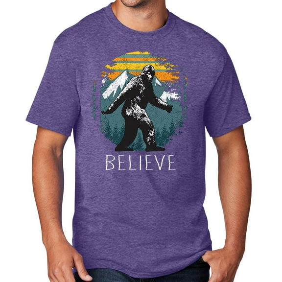 Men's Sasquatch Believe T-shirt, Large Heather Purple