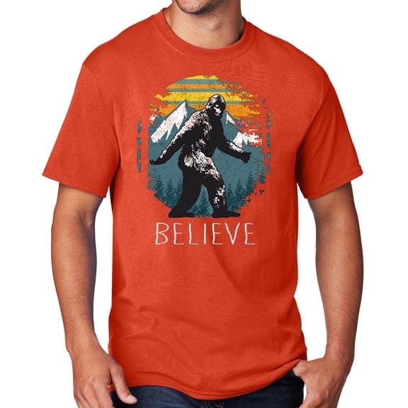 Men's Sasquatch Believe T-shirt, Large Orange - TALL