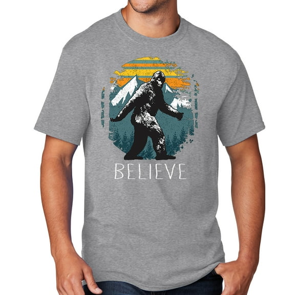 Men's Sasquatch Believe T-shirt, Small Athletic Heather Gray