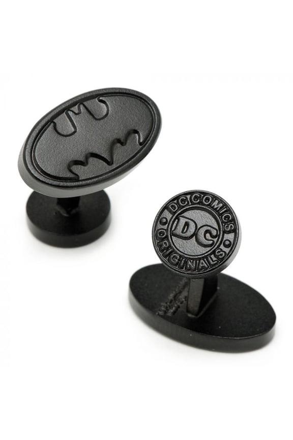 Men's Satin Black Oval Batman Logo Cufflinks