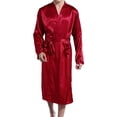 thumbnail image 1 of Men's Satin Kimono Robe Silk Classic Long Bathrobe Pockets Lightweight Loungewear, 1 of 6