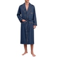 thumbnail image 1 of Men's Satin Robe Large Size Silk Kimono Classic Long Bathrobe Belt Pockets Lightweight Loungewear Sleepwear Pajamas Size L-4XL Dark Blue, 1 of 8