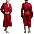 thumbnail image 1 of Men's Satin Robe - Silky Belted Long Kimono Bathrobe Lightweight Soft Sleepwear Pajamas, 1 of 3