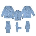 thumbnail image 1 of HNMKIU Soft Matching Family Pajamas Set with Buttons Long Sleeve Solid Color Family Casual Wear Home Sleepwear Light Blue,Men:L, 1 of 9