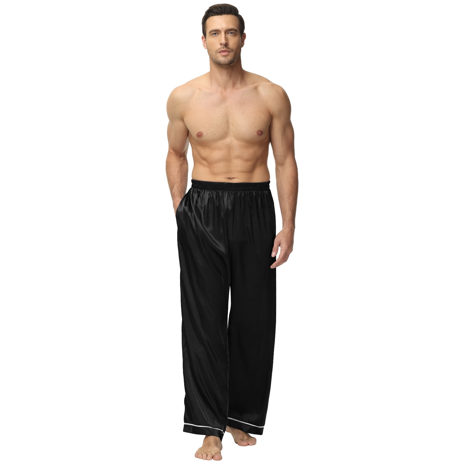 Mens silk pajama pants with pockets sale