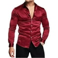 thumbnail image 1 of Men's Satin Sliky Long Sleeve Dress Shirts, Classic Button Down Work Shirt Slim Fit Formal Business Casual Shirt, 1 of 5