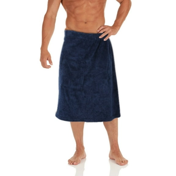 Men's Sauna Kilt with Pocket, Men's Sauna Towel with Practical Pocket, Wearable Bath Towel for Men, Adjustable Sauna Towel, Shower Towel with Elastic Waistband and Nylon Fastener Tapes